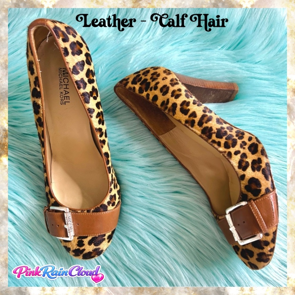 Michael Kors CALF HAIR & LEATHER Leopard Print Women’s 10M Vintage Pumps
